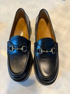 Gucci Black Leather Horsebit Loafers for Women